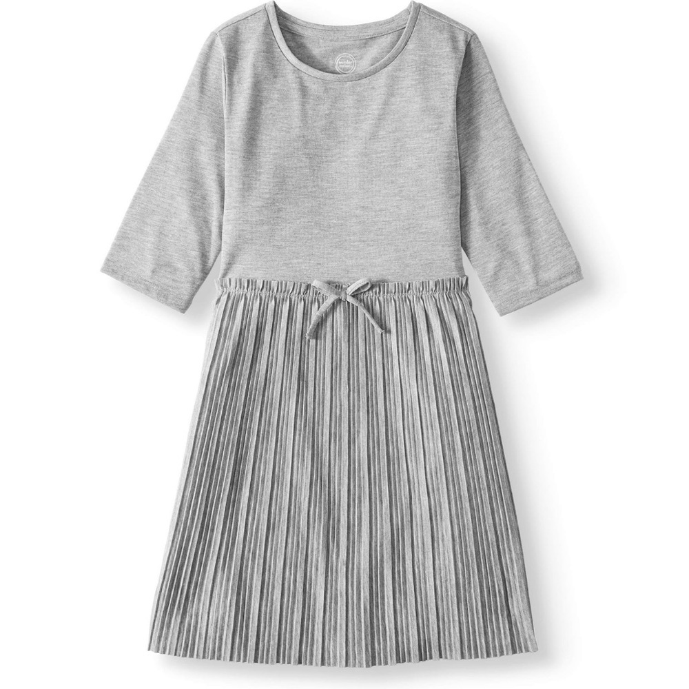 Wonder Nation 3/4 Sleeve Pleated Skirt Dress With Waist Tie